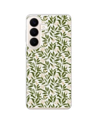 Etui do Samsung Galaxy S26 Plus z MagSafe przeźroczyste, silikonowe Flexi, zielone gałązki