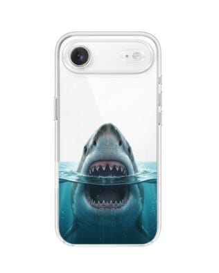 Etui do iPhone Air przeźroczyste, silikonowe Flexi, Paradise, żarłacz biały