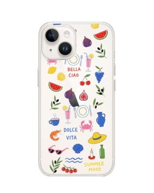 Etui do iPhone 13 Mini przeźroczyste, silikonowe Flexi, Italian Summer, kolorowe wakacje