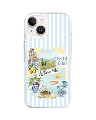 Etui do iPhone 14 z MagSafe przeźroczyste, silikonowe Flexi, Italian Summer, La Dolce Vita