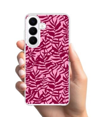 Etui do Samsung Galaxy S26 Plus z MagSafe przeźroczyste, silikonowe Flexi, bordowe liście