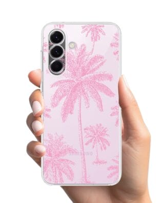 Etui do Samsung Galaxy A57 przeźroczyste, silikonowe Flexi, Mystic, Różowe palmy