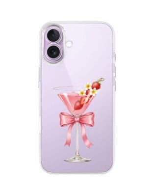 Etui do iPhone 17 przeźroczyste, silikonowe Flexi, Paradise, Strawberry Martini