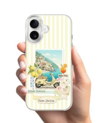 Etui do iPhone 16 Plus z MagSafe przeźroczyste, silikonowe Flexi, Italian Summer, Ciao Italia