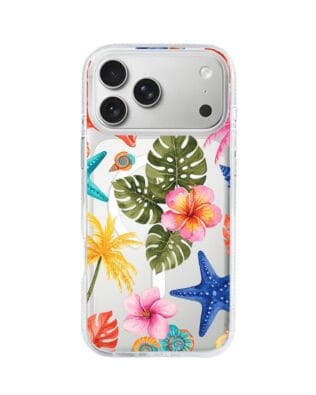 Etui do iPhone 17 Pro Max z MagSafe przeźroczyste, silikonowe Flexi, Summer Patterns, tropikalny wzór