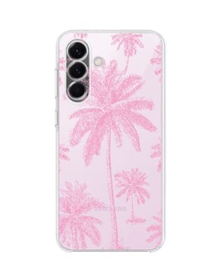Etui do Samsung Galaxy A57 przeźroczyste, silikonowe Flexi, Mystic, Różowe palmy