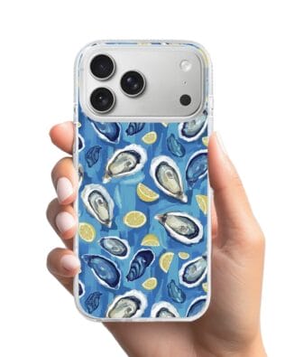 Etui do iPhone 17 Pro z MagSafe przeźroczyste, silikonowe Flexi, Summer Patterns, ostrygi z cytrynką
