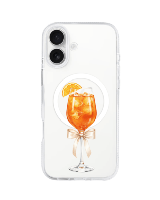Etui do iPhone 16 z MagSafe przeźroczyste, silikonowe Flexi, Paradise, Aperol Spritz