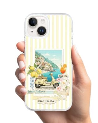 Etui do iPhone 14 z MagSafe przeźroczyste, silikonowe Flexi, Italian Summer, Ciao Italia