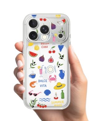 Etui do iPhone 17 Pro przeźroczyste, silikonowe Flexi, Italian Summer, kolorowe wakacje