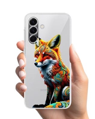 Etui do Samsung Galaxy A57 przeźroczyste, silikonowe Flexi, Dzika Mandala, Lis