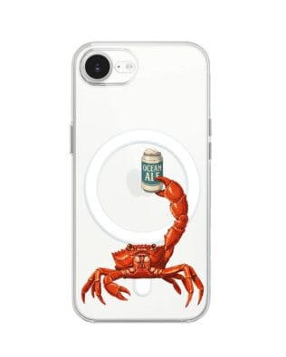 Etui do iPhone 17e z MagSafe przeźroczyste, silikonowe Flexi, Paradise, krab z piwem