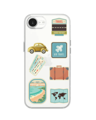 Etui do iPhone 17e przeźroczyste, silikonowe Flexi, pocztowe znaczki