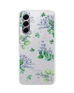 Etui do Samsung Galaxy A57 przeźroczyste, silikonowe Flexi, fioletowe kwiatki