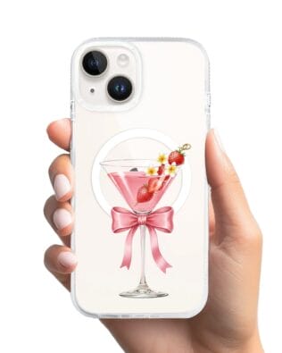 Etui do iPhone 14 z MagSafe przeźroczyste, silikonowe Flexi, Paradise, Strawberry Martini
