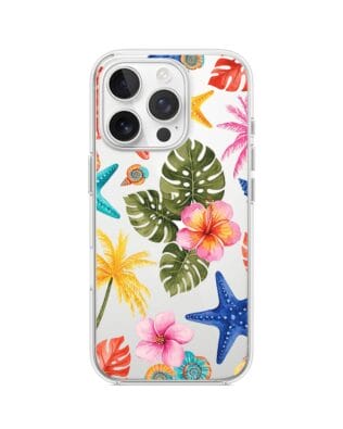 Etui do iPhone 13 Pro Max przeźroczyste, silikonowe Flexi, Summer Patterns, tropikalny wzór