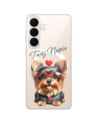 Etui do Samsung Galaxy S26 Plus z MagSafe przeźroczyste, silikonowe Flexi, Puppy Love, pies rasy York