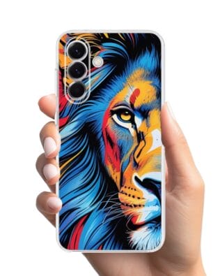 Etui do Samsung Galaxy A57 przeźroczyste, silikonowe Flexi, Dzika Mandala, Lwie spojrzenie