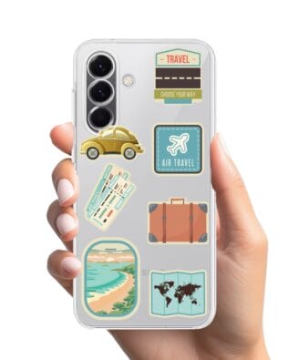 Etui do Samsung Galaxy A57 przeźroczyste, silikonowe Flexi, pocztowe znaczki