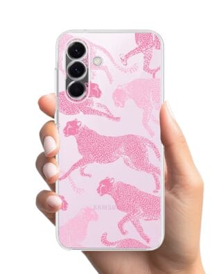 Etui do Samsung Galaxy A57 przeźroczyste, silikonowe Flexi, Mystic, Różowe pumy