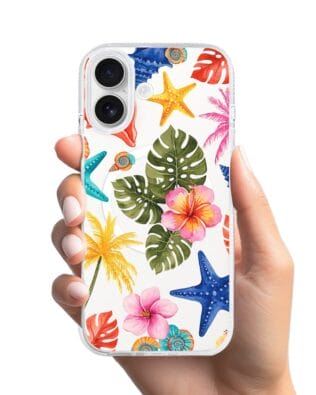 Etui do iPhone 17 z MagSafe przeźroczyste, silikonowe Flexi, Summer Patterns, tropikalny wzór