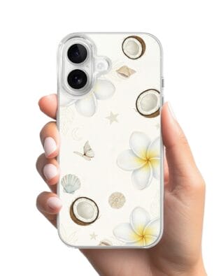 Etui do iPhone 16 Plus z MagSafe przeźroczyste, silikonowe Flexi, Summer Patterns, hawajskie kokosy