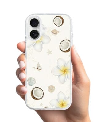 Etui do iPhone 16 z MagSafe przeźroczyste, silikonowe Flexi, Summer Patterns, hawajskie kokosy