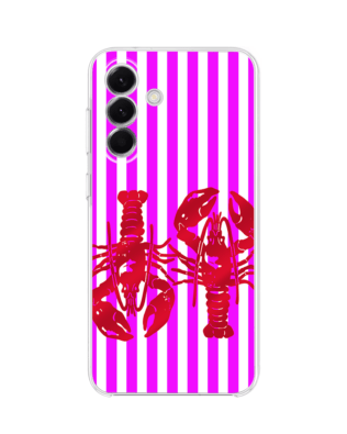 Etui do Samsung Galaxy A57 przeźroczyste, silikonowe Flexi, kraby z różowymi paskami