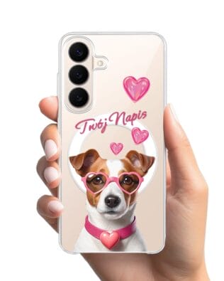 Etui do Samsung Galaxy S26 z MagSafe przeźroczyste, silikonowe Flexi, Puppy Love, pies rasy Jack Russell Terrier