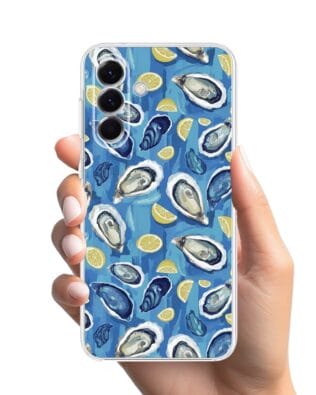 Etui do Samsung Galaxy A57 przeźroczyste, silikonowe Flexi, Summer Patterns, ostrygi z cytrynką