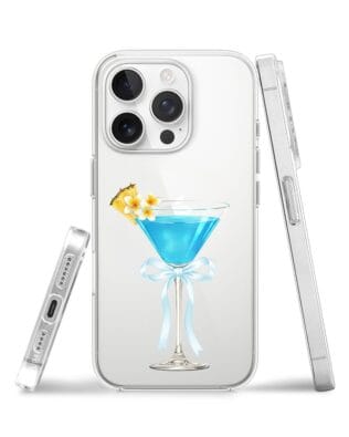 Etui do iPhone 14 Pro Max przeźroczyste, silikonowe Flexi, Paradise, Blue Hawaii
