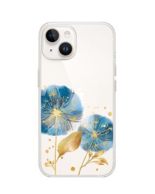 Etui do iPhone 13 Mini przeźroczyste, silikonowe Flexi, Kwiaty, niebieskie dmuchawce