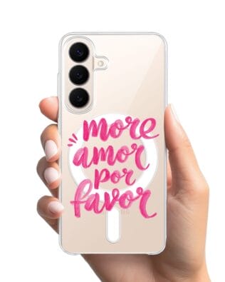 Etui do Samsung Galaxy S26 z MagSafe przeźroczyste, silikonowe Flexi, Positive Vibes, More amore per favore