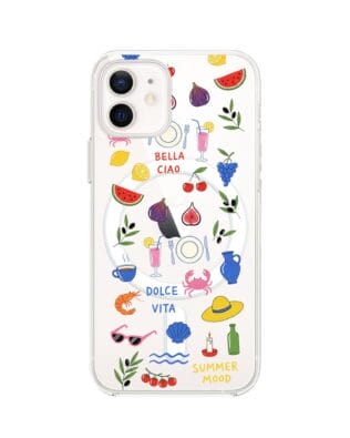Etui do iPhone 12 Mini z MagSafe przeźroczyste, silikonowe Flexi, Italian Summer, kolorowe wakacje