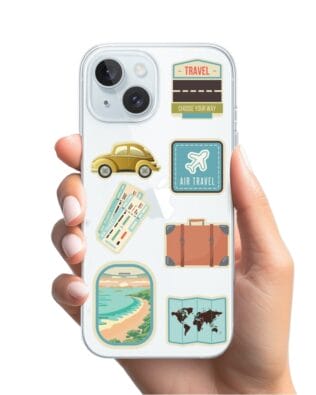 Etui do iPhone 15 Plus przeźroczyste, silikonowe Flexi, pocztowe znaczki