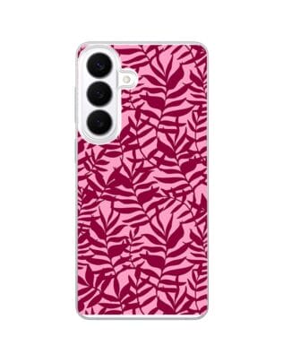 Etui do Samsung Galaxy S26 z MagSafe przeźroczyste, silikonowe Flexi, bordowe liście