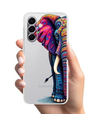 Etui do Samsung Galaxy A57 przeźroczyste, silikonowe Flexi, Dzika Mandala, Słoń
