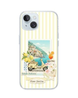 Etui do iPhone 15 Plus przeźroczyste, silikonowe Flexi, Italian Summer, Ciao Italia
