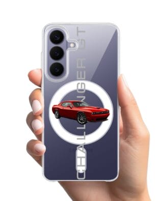 Etui do Samsung Galaxy S26 Plus z MagSafe przeźroczyste, silikonowe Flexi, Szybkie Auta, czerwony Challenger GT