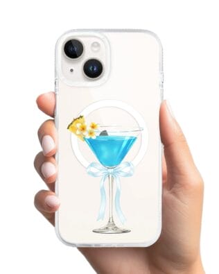 Etui do iPhone 13 z MagSafe przeźroczyste, silikonowe Flexi, Paradise, Blue Hawaii