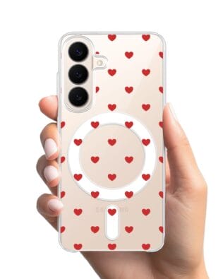 Etui do Samsung Galaxy S26 z MagSafe przeźroczyste, silikonowe Flexi, Mini Patterns, Serduszka