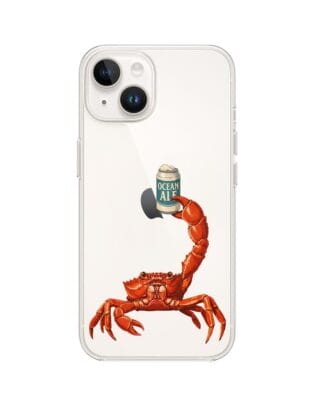 Etui do iPhone 14 Plus przeźroczyste, silikonowe Flexi, Paradise, krab z piwem