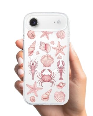 Etui do iPhone Air z MagSafe przeźroczyste, silikonowe Flexi, Summer Patterns, krewetkowy róż