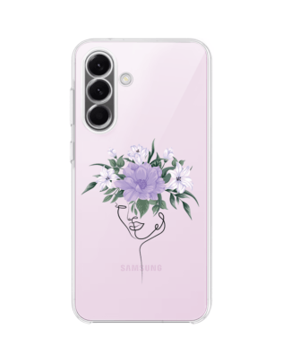 Etui do Samsung Galaxy A57 przeźroczyste, silikonowe Flexi, kobieta z kwiatami