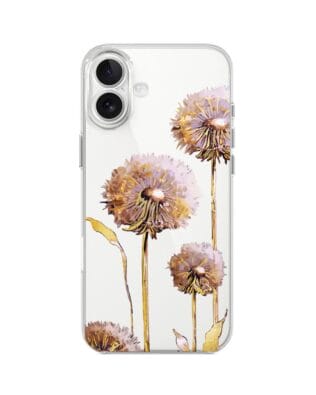 Etui do iPhone 17 przeźroczyste, silikonowe Flexi, Kwiaty, fioletowe dmuchawce