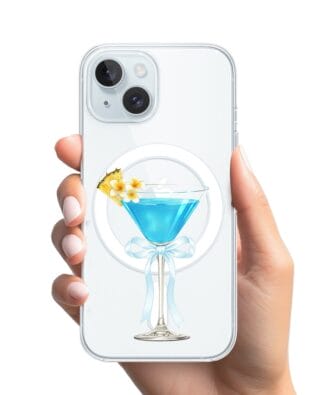 Etui do iPhone 15 Plus z MagSafe przeźroczyste, silikonowe Flexi, Paradise, Blue Hawaii
