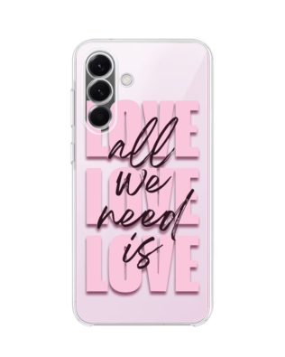 Etui do Samsung Galaxy A57 przeźroczyste, silikonowe Flexi, Positive Vibes, All We Need Is Love