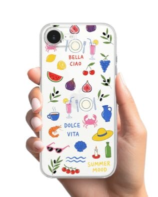 Etui do iPhone 16e przeźroczyste, silikonowe Flexi, Italian Summer, kolorowe wakacje