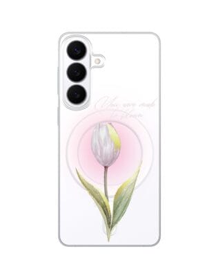Etui do Samsung Galaxy S26 Plus z MagSafe przeźroczyste, silikonowe Flexi, kwiaty, tulipan