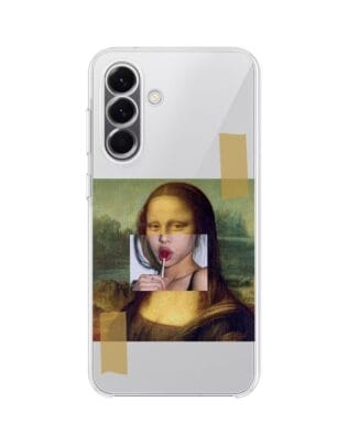 Etui do Samsung Galaxy A57 przeźroczyste, silikonowe Flexi, Mona Lisa z lizakiem